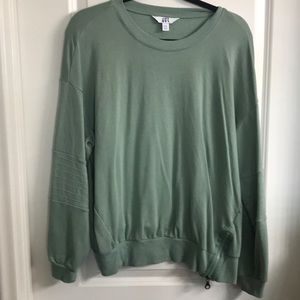 Moto Style Side Zip Light Green Sweatshirt in XXL